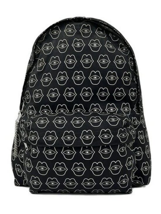 CELINE Telepathic Love Black White Nylon Leather Backpack main image 9